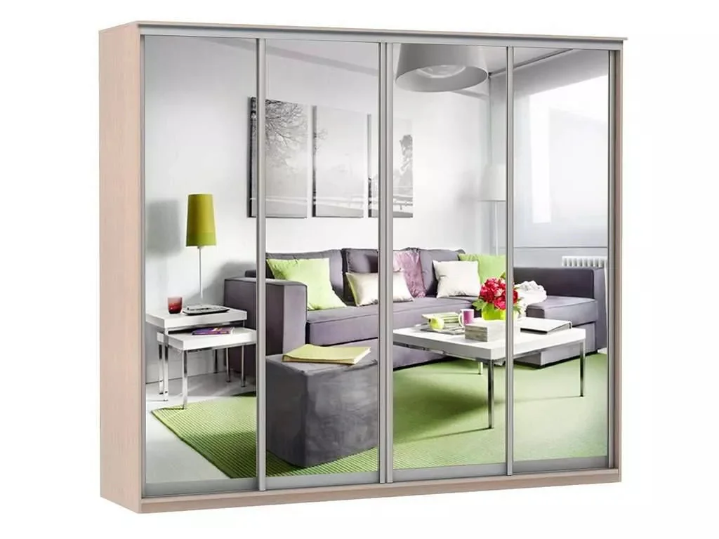 Шкаф купе Модерн 2362х450 4-х дверный 3-х секционный зеркальный ясень