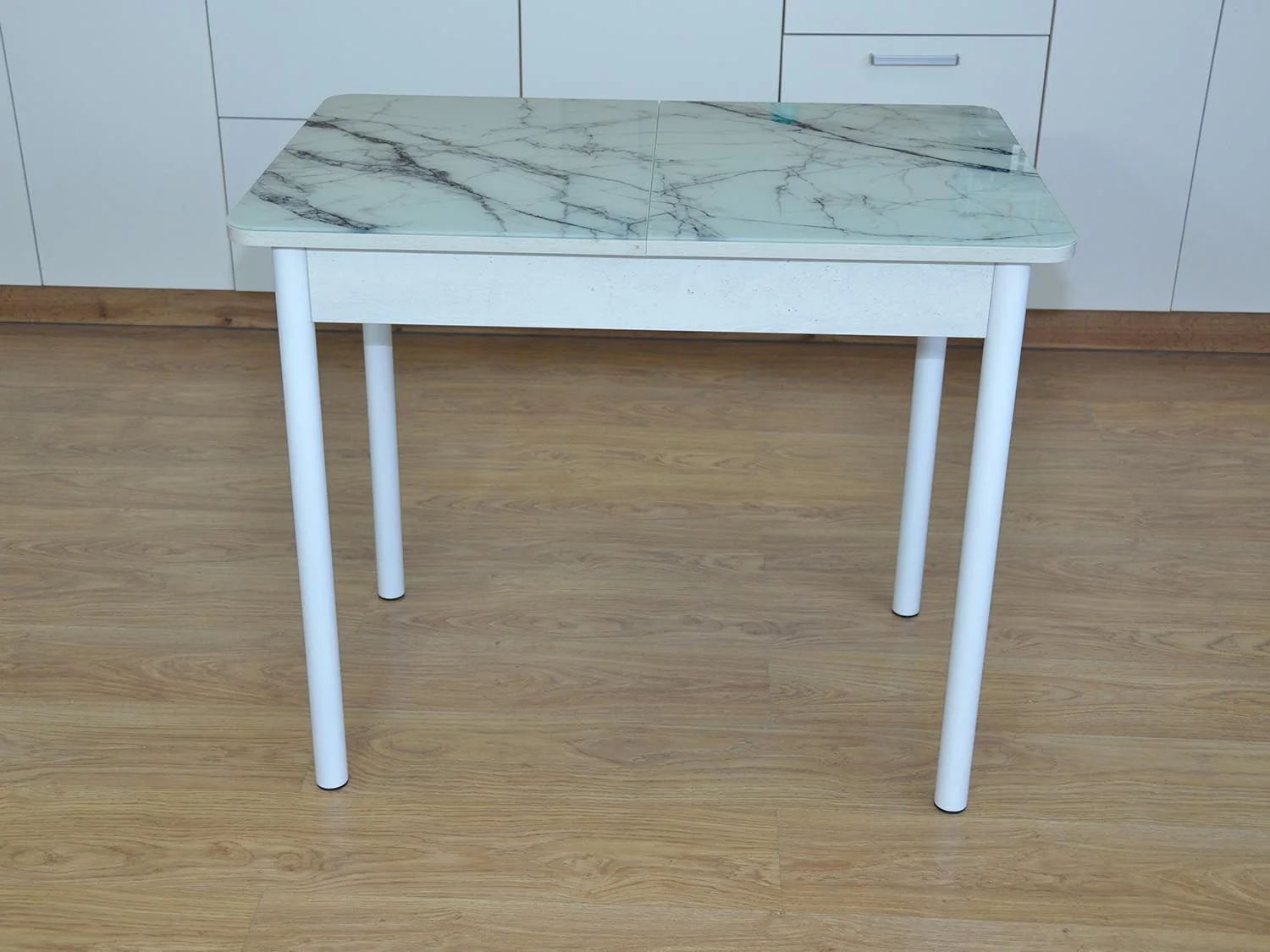 Нью йорк фотопечать стол обеденный раздвижной / белый мрамор/бетон белый/белый