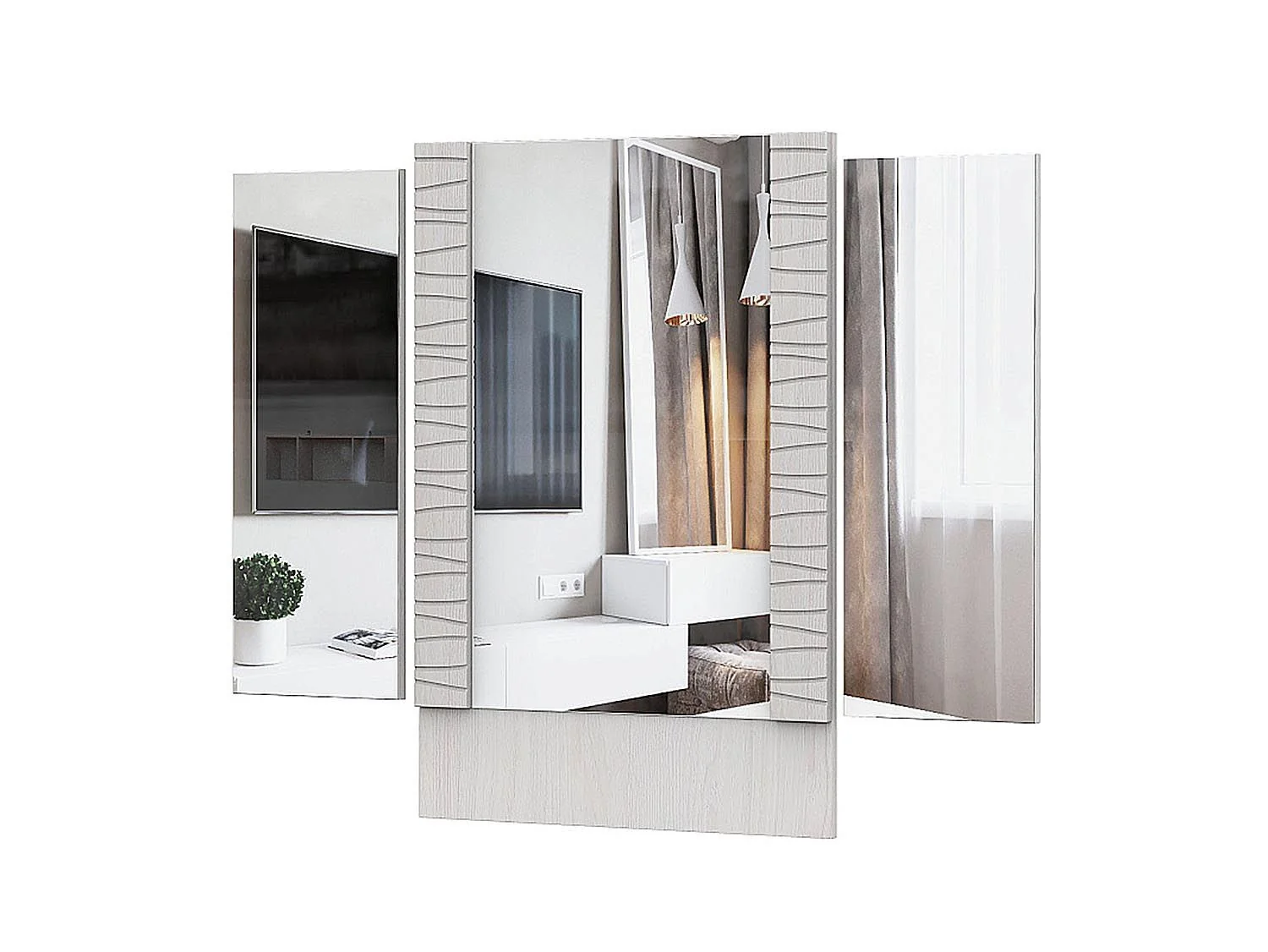 Гамма 20 зеркало для туалетного стола серия 4 / Ясень анкор светлый/Сандал светлый