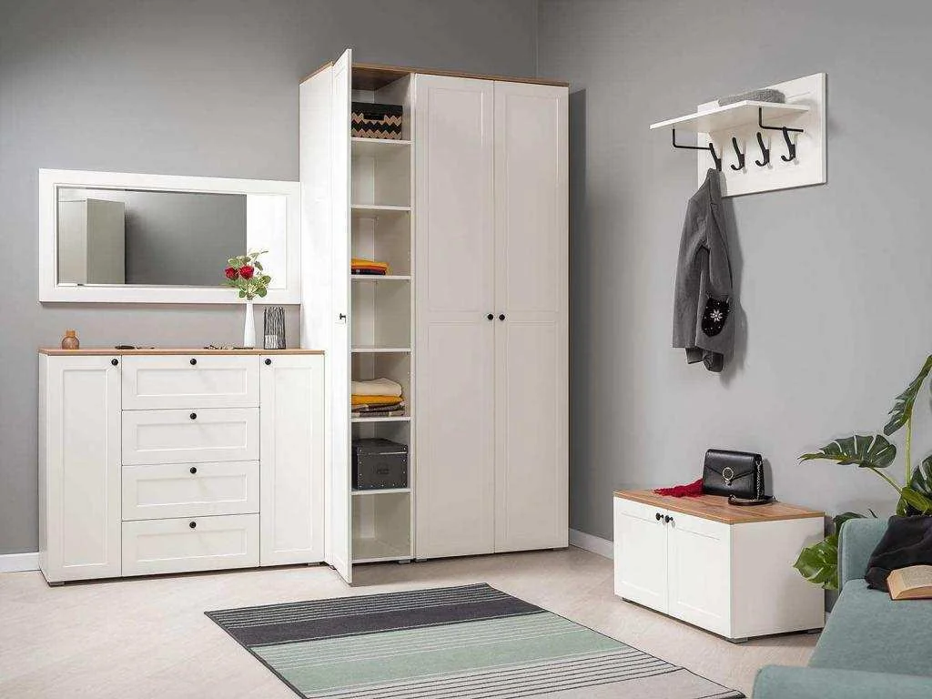 Прихожая Остин 2 Белый шагрень/Дуб Вотан