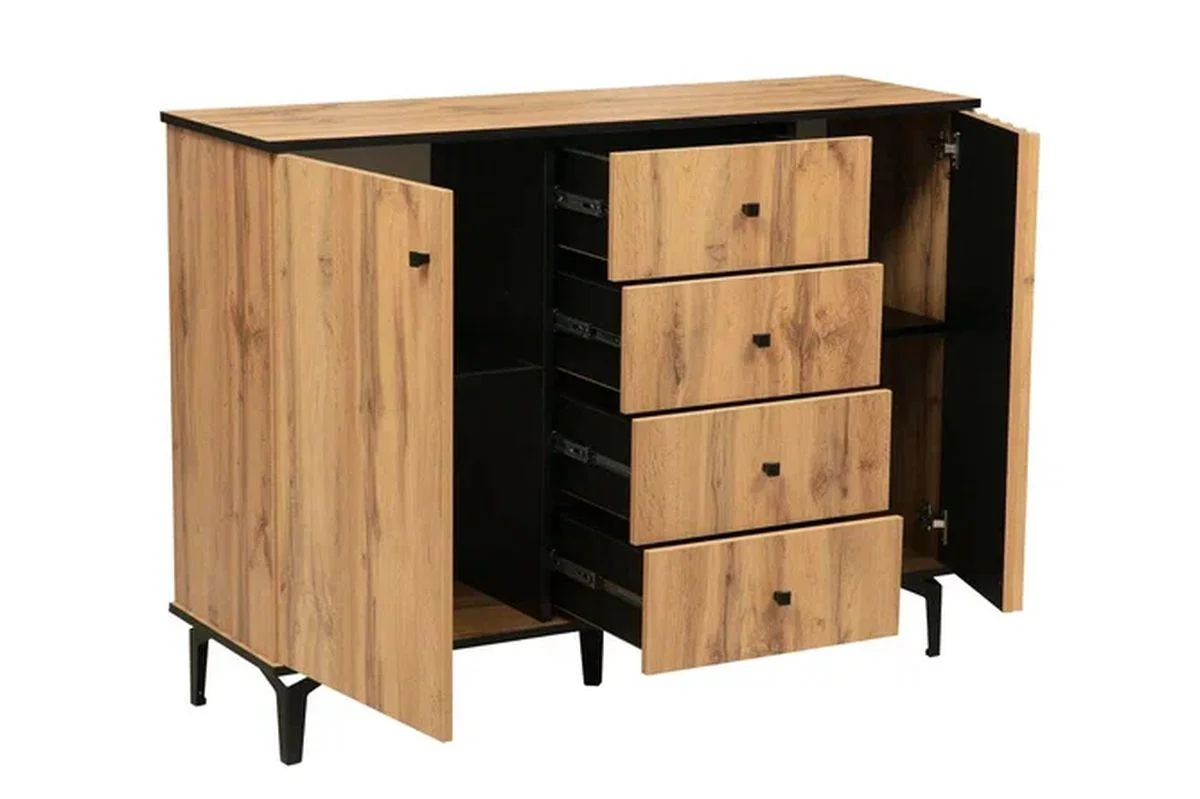 Комод Либерти 51.04 (опора h150) Дуб вотан/Черный