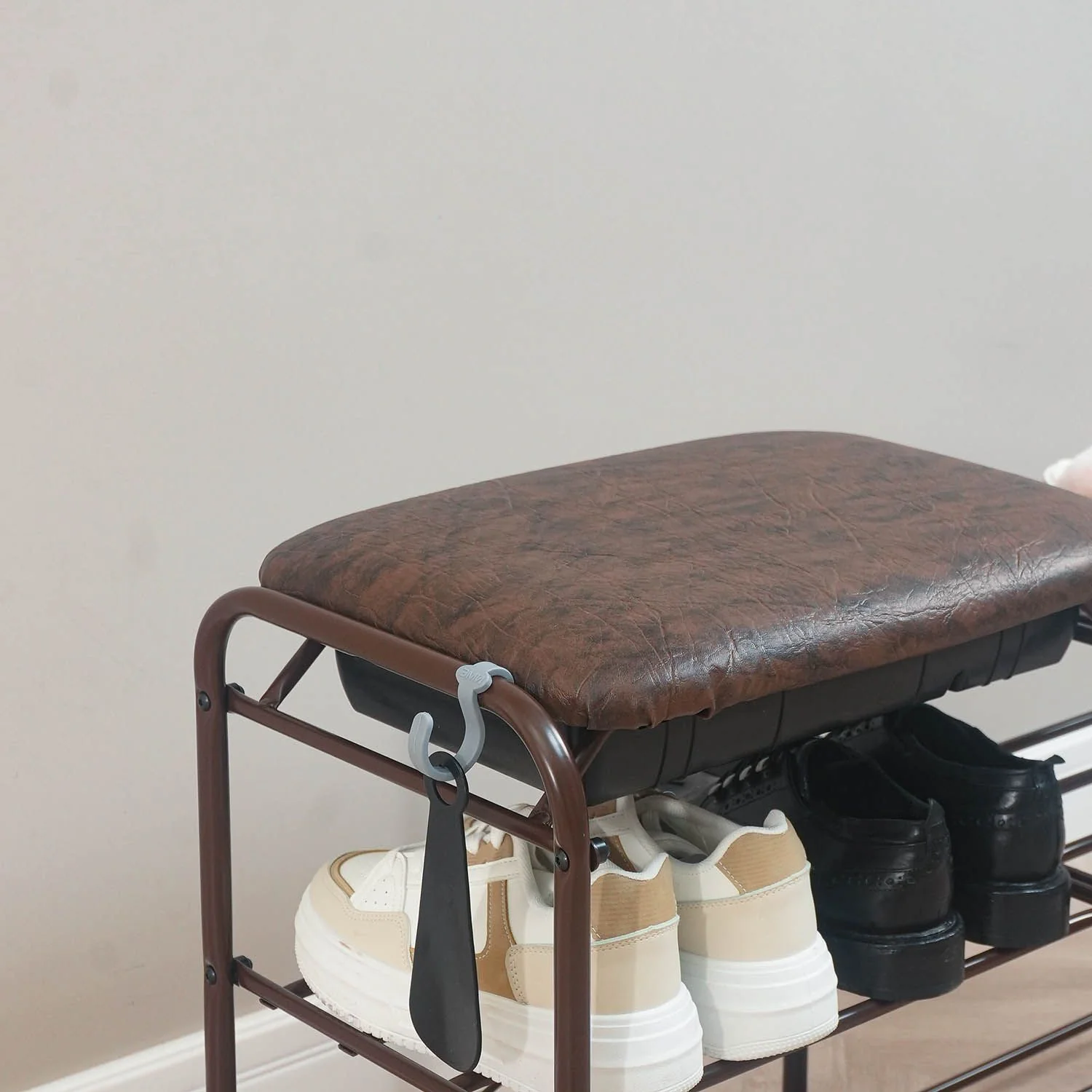 Подставка для обуви Альфа 33 с сиденьем и ящиком Коричневый