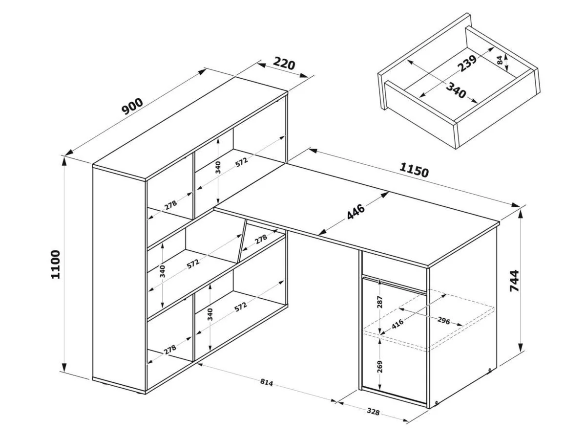 Стол письменный СПм-12 / Белый