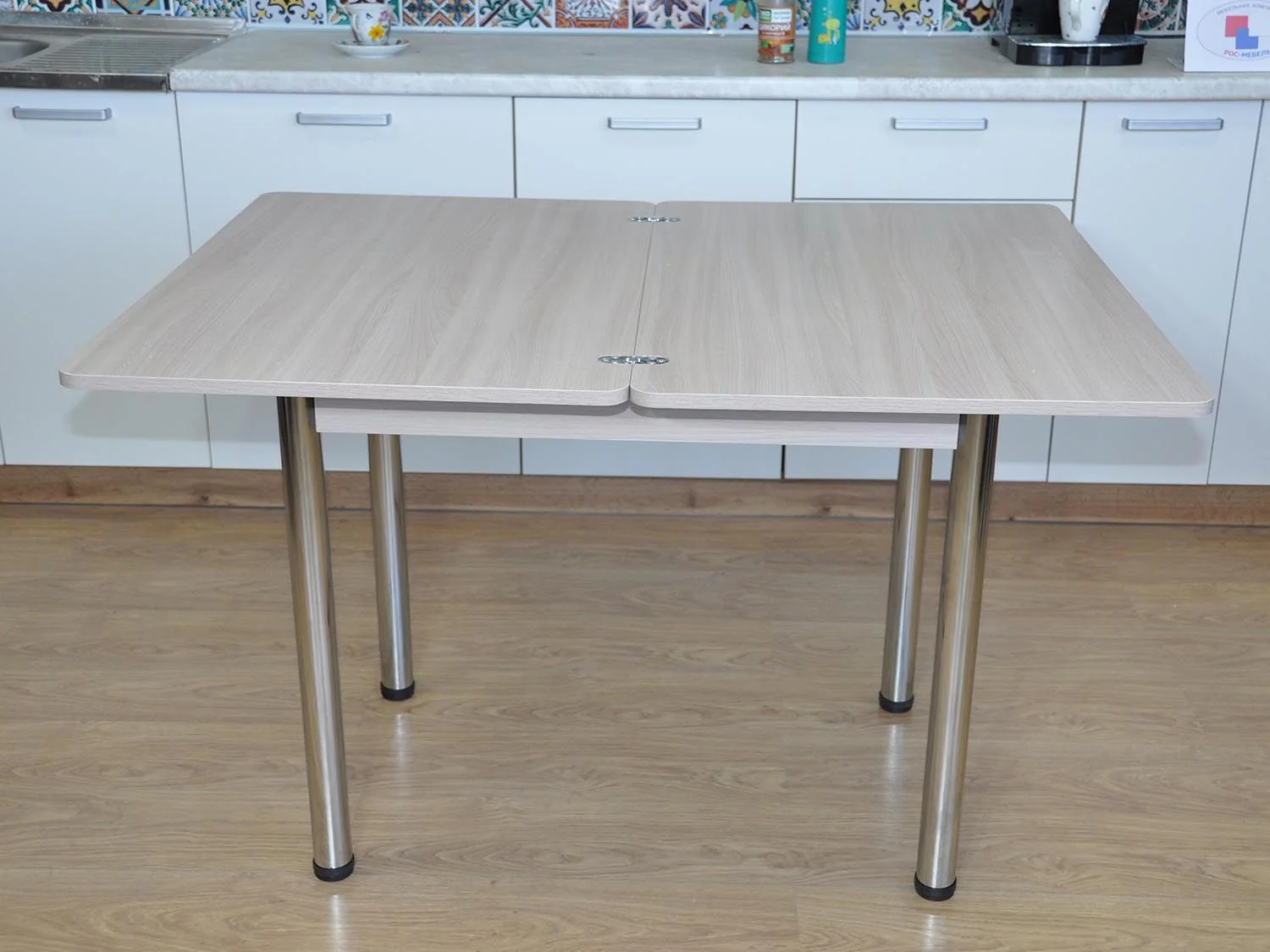 Симпл стол обеденный раскладной с ящиком / Ясень шимо светлый/хром