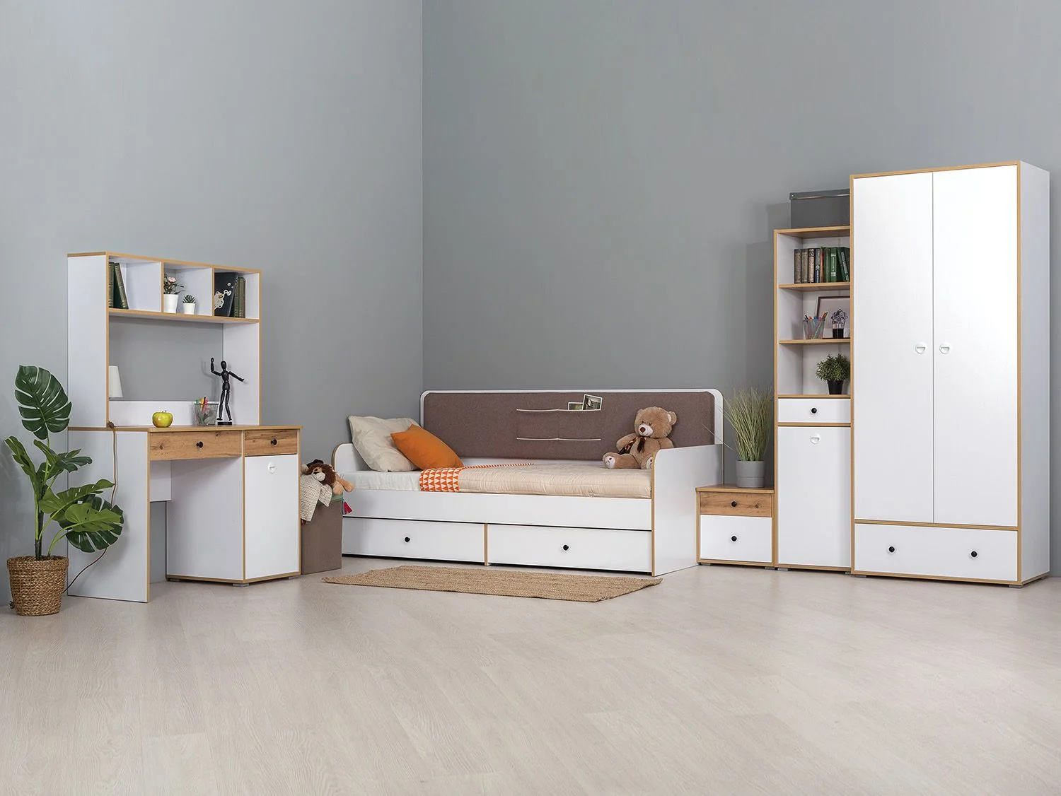 Молодежная Вуди белый/дуб золотой