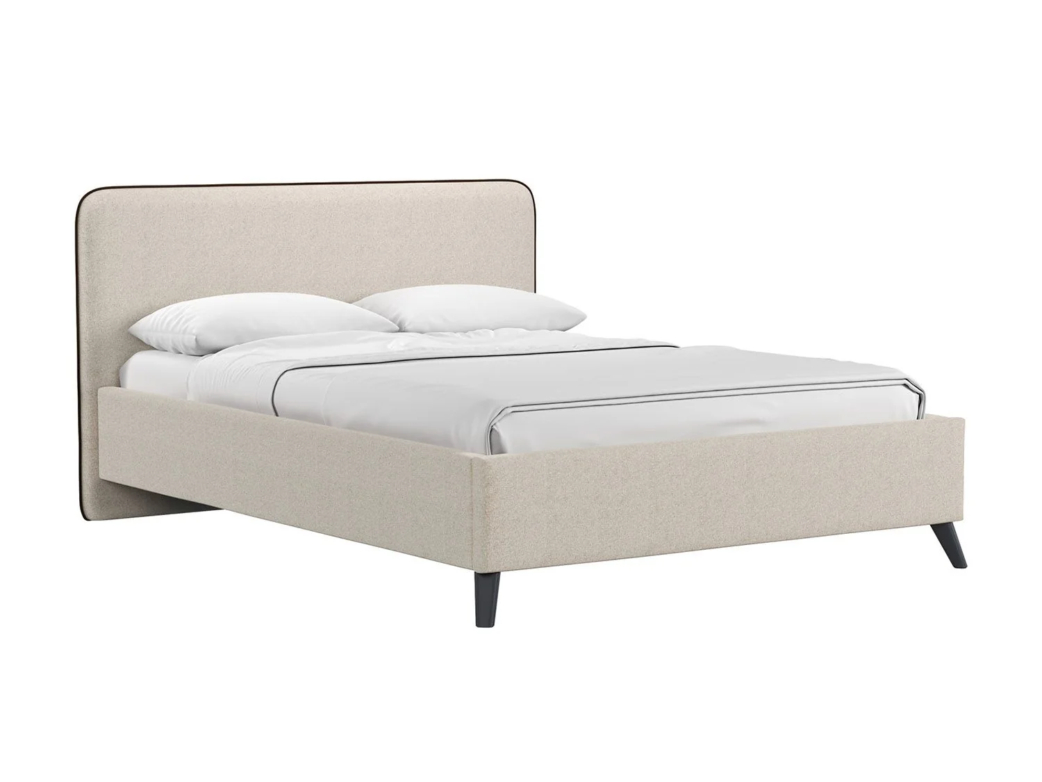 Миа кровать 140 Bravo white (светло-бежевый) / кант Лайт 10 Велюр (коричневый)