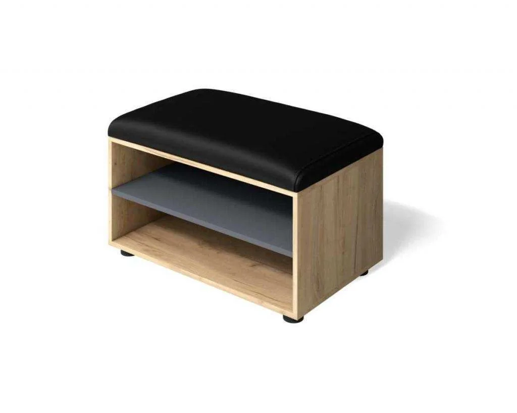 Обувница Мини-Лайт МЛ-8 дуб крафт/графит/черный к/з