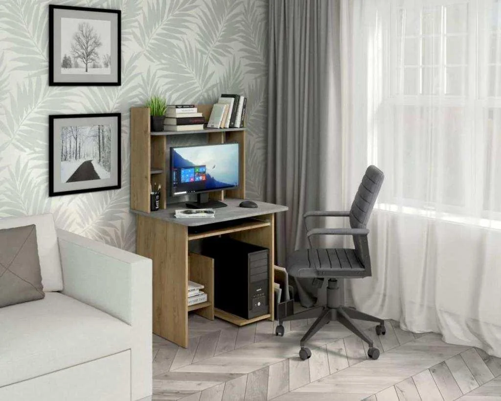 Стол компьютерный СК-5 + надстройка СКН-5 дуб крафт/ателье