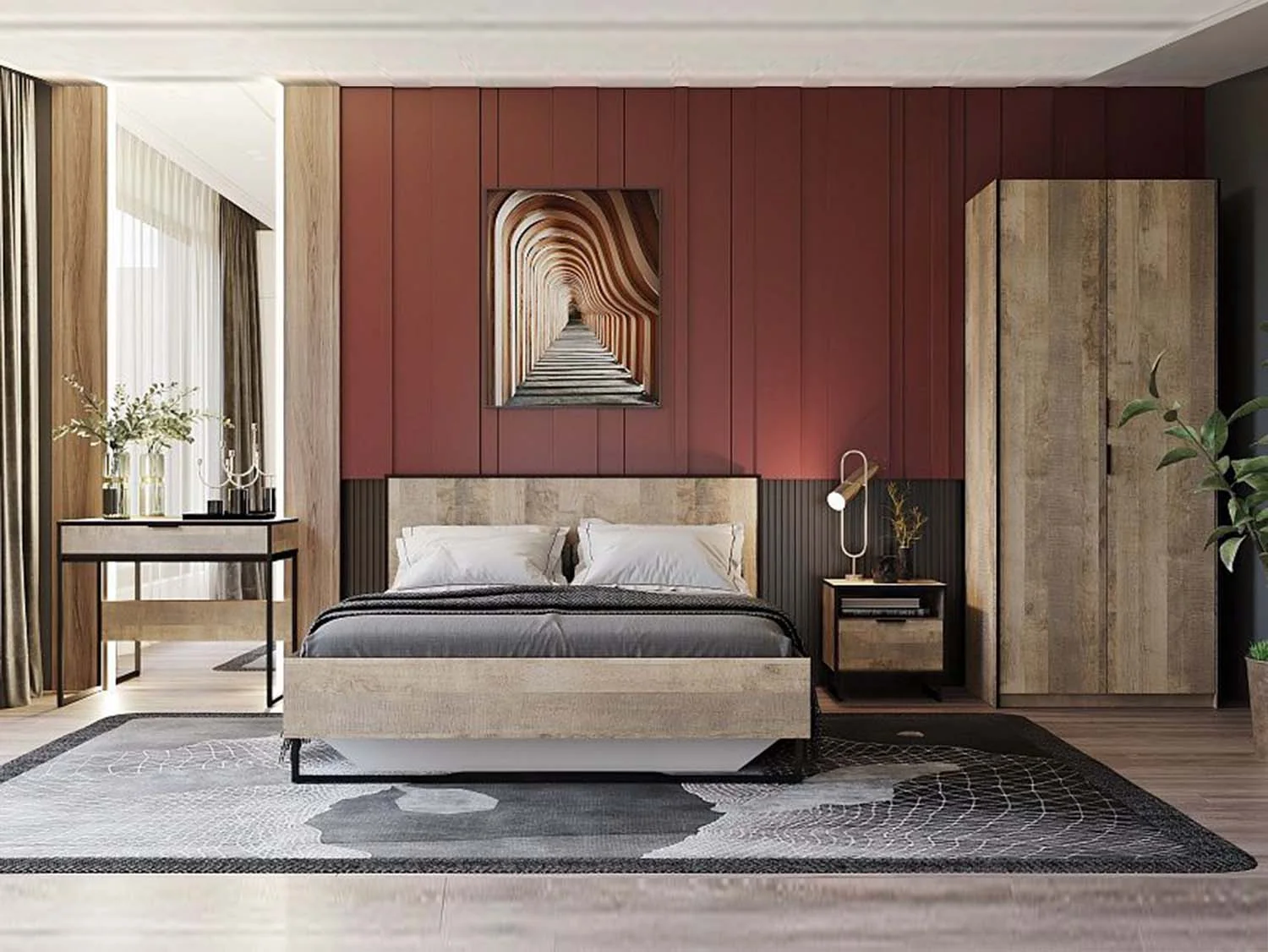 Спальня Фолк-1 Дуб Гранж песочный