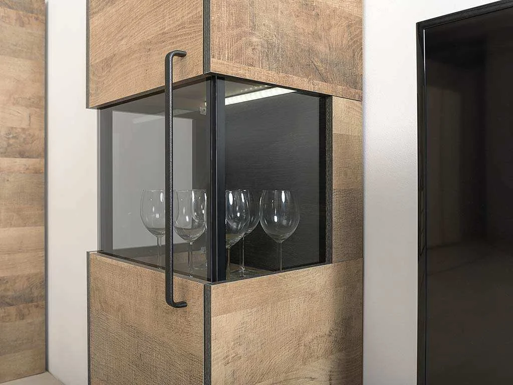 Трувор шкаф-пенал с витриной 13.205 Дуб Гранж Песочный/Интра