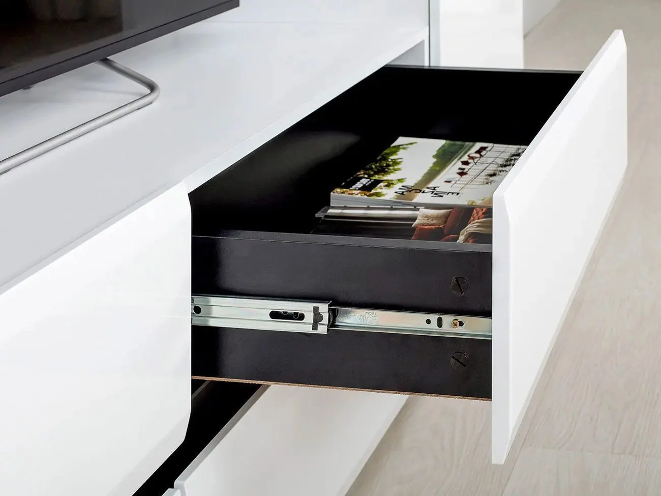 Гостиная Сидней 3 Белый/Белый глянец/Черный