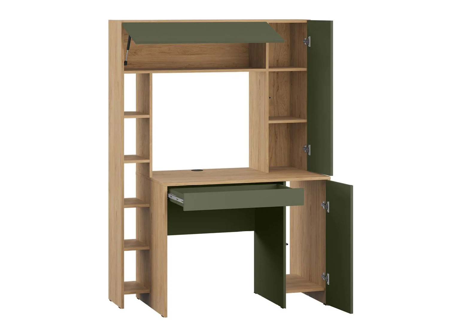 Комфорт Стол компьютерный 12.71 Гикори Рокфорд натуральный / Дымчатый зеленый