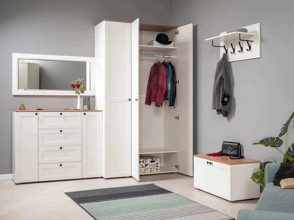 Прихожая Остин 2 Белый шагрень/Дуб Вотан