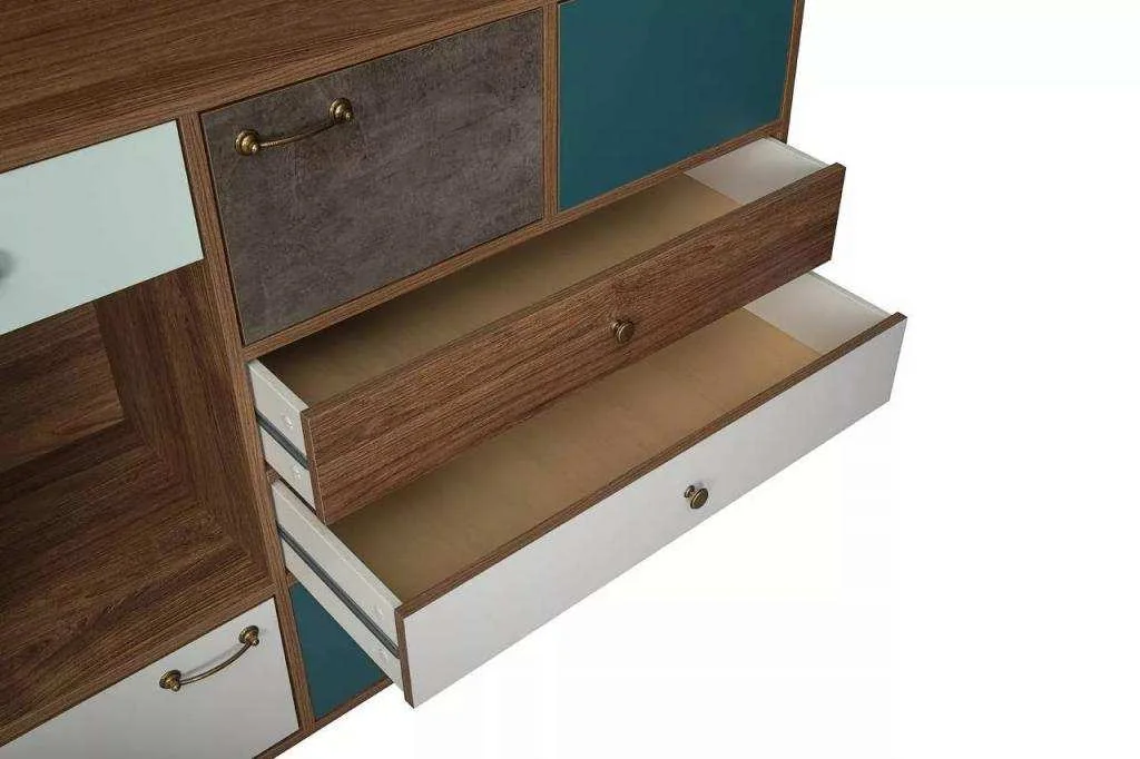 Вайс Комод 10.104 Морское дерево Винтаж/Камень Тем./Бензин/Белый