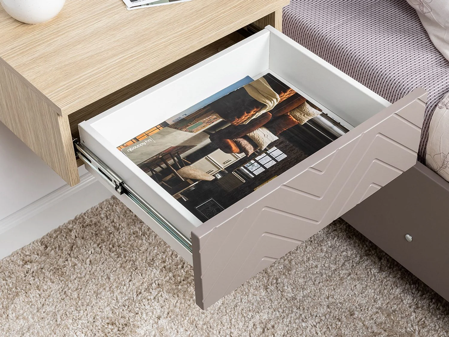 Амьен Тумба прикроватная 16.08 Плэйн/Веллюто Капучино