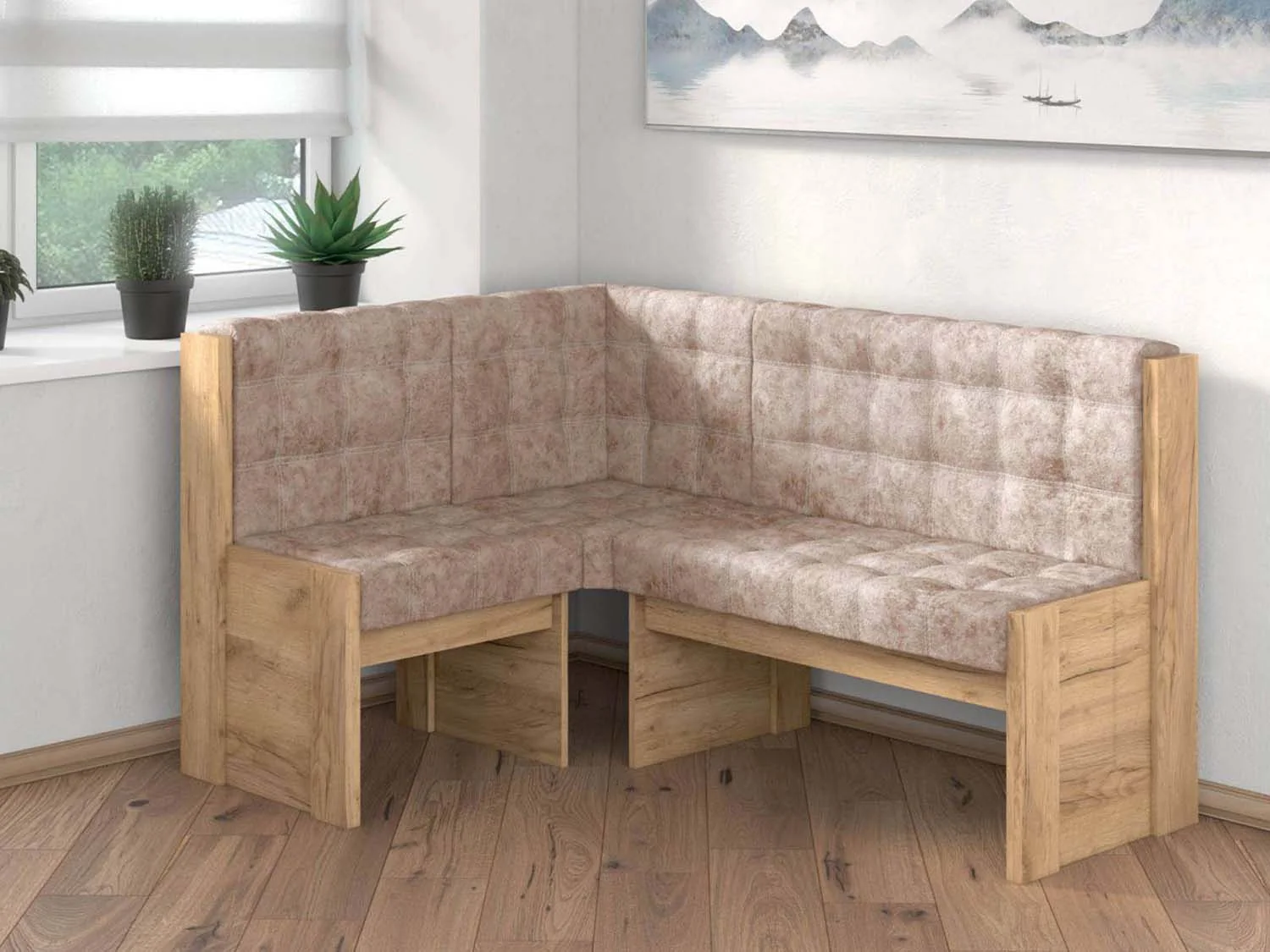 Скамья угловая Квадро / Дуб золотой/Латте