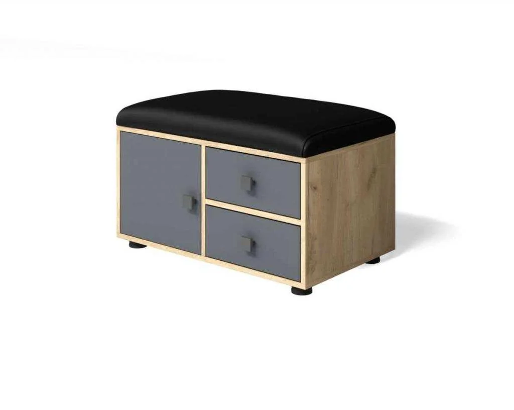 Тумба Мини-Лайт МЛ-5 дуб крафт/графит/черный к/з