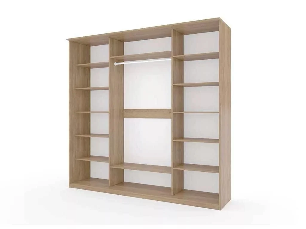 Шкаф купе Модерн 2362х600 4-х дверный 3-х секционный зеркальный с пескоструем №3 ясень