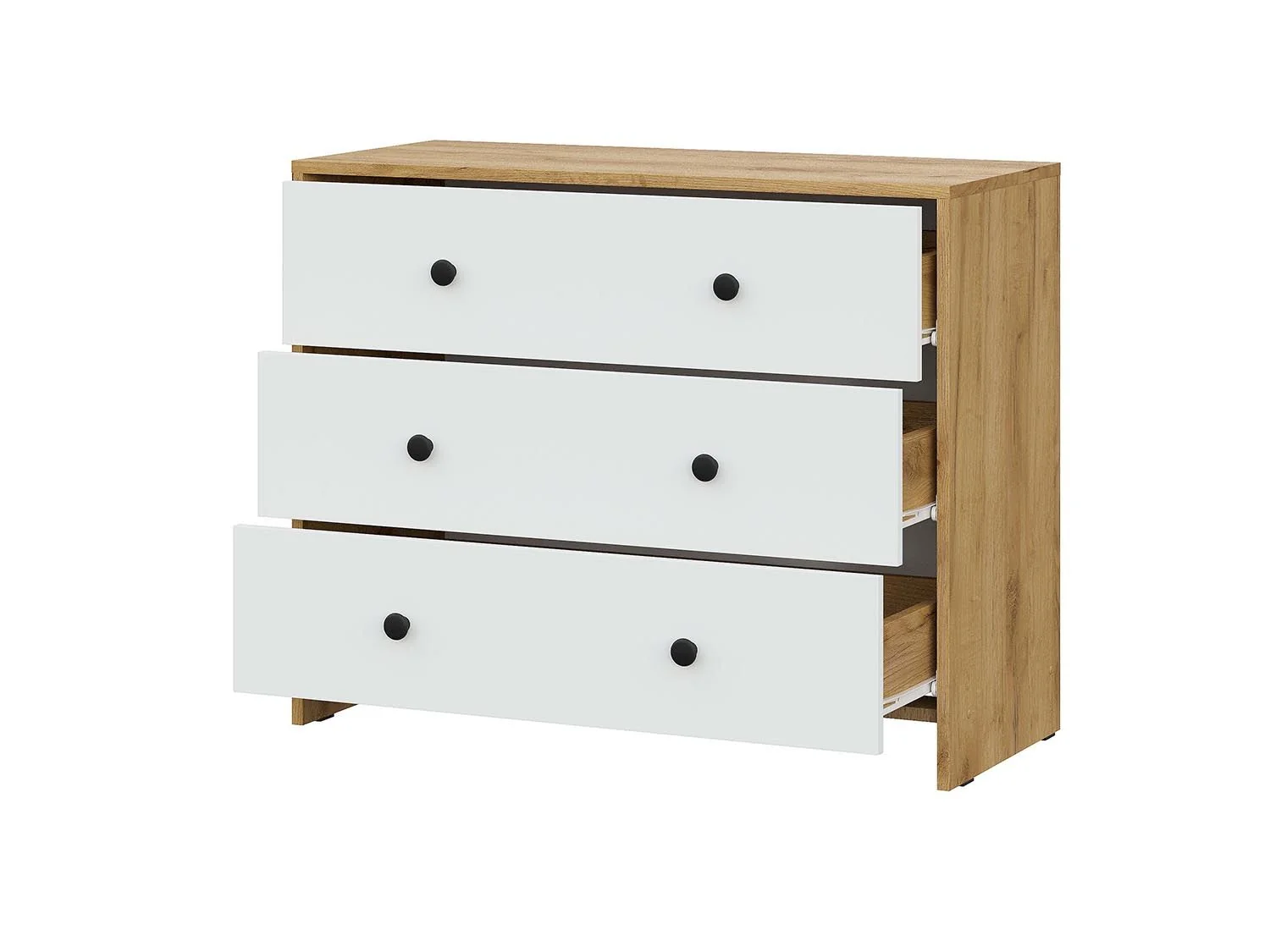 Дольче комод 3 ящика / Дуб золотой/Белый