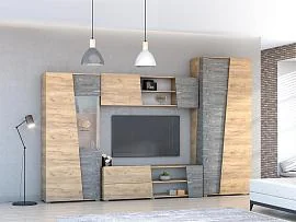 Гостиная Аллегро 10 компл. 1 / Дуб Крафт золотой/Камень темный