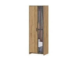 МСП 1 шкаф двухстворчатый + полки / Дуб Золотой/Камень темный
