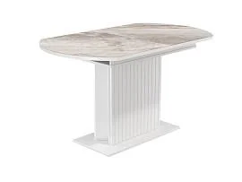 55.09 Адажио стол обеденный / белый/УФ печать бежевый мрамор