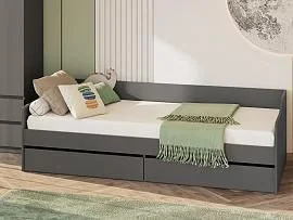 КР 2 кровать универсальная + основание бескаркасные ламели / Графит