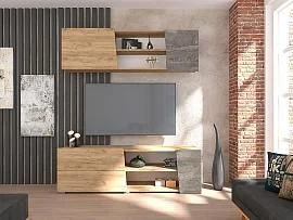 Гостиная Аллегро 10 компл. 2 / Дуб Крафт золотой/Камень темный