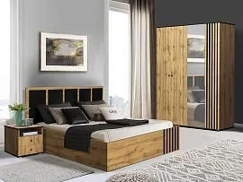 Спальня Либерти (опора h20) Дуб вотан/Черный