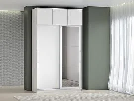 Шкаф-купе арт. 007 1,5 м зеркало антресоль / Белый