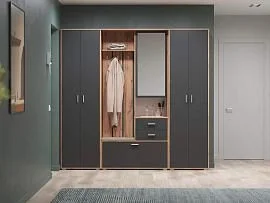 Прихожая модульная Антре 2 Дуб золотой / Диамант серый