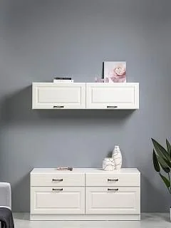 Ливерпуль шкаф навесной Белый/Ясень ваниль