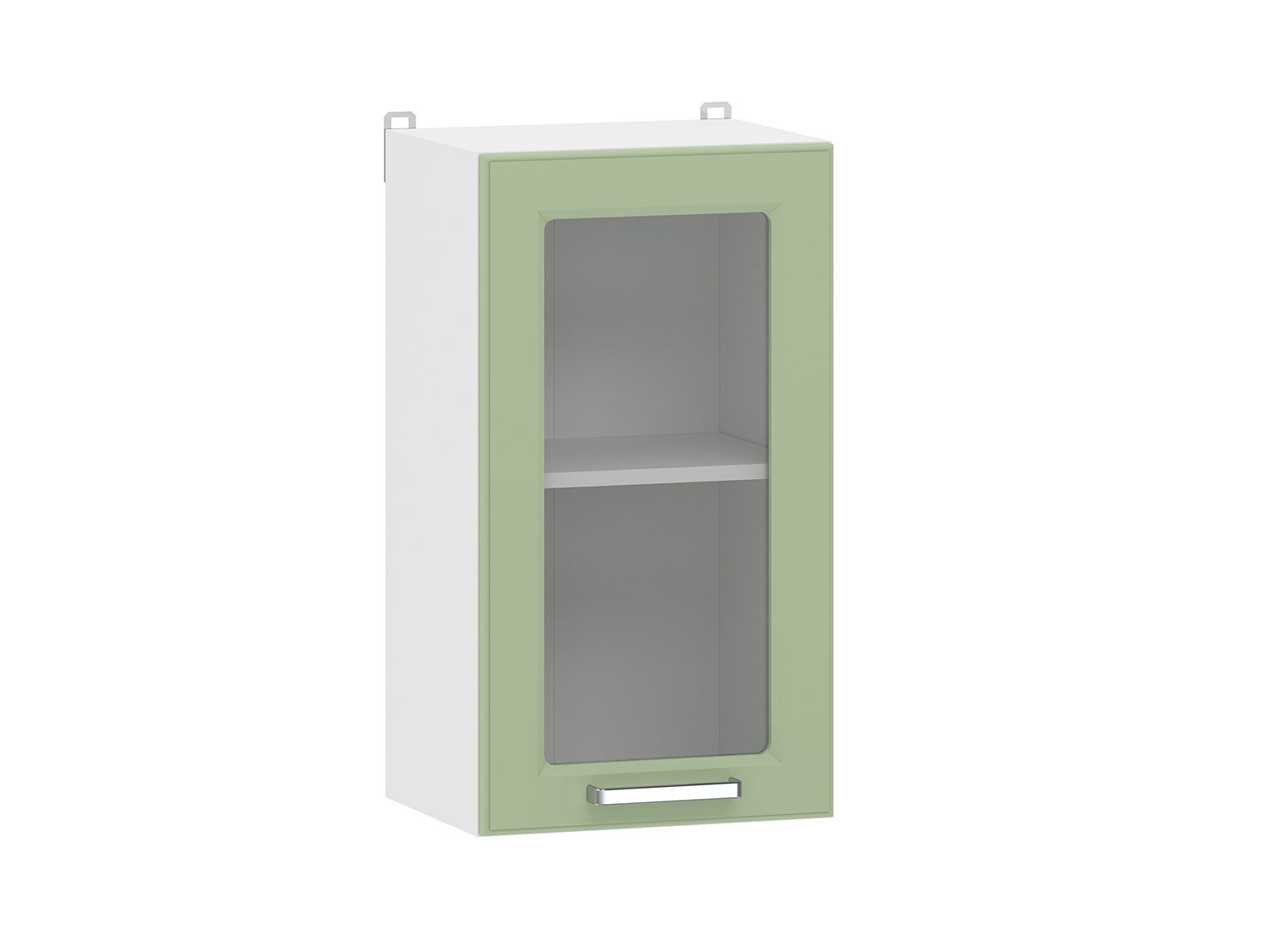 Вокс 100.30 400 шкаф навесной витрина / Белый/Фисташка
