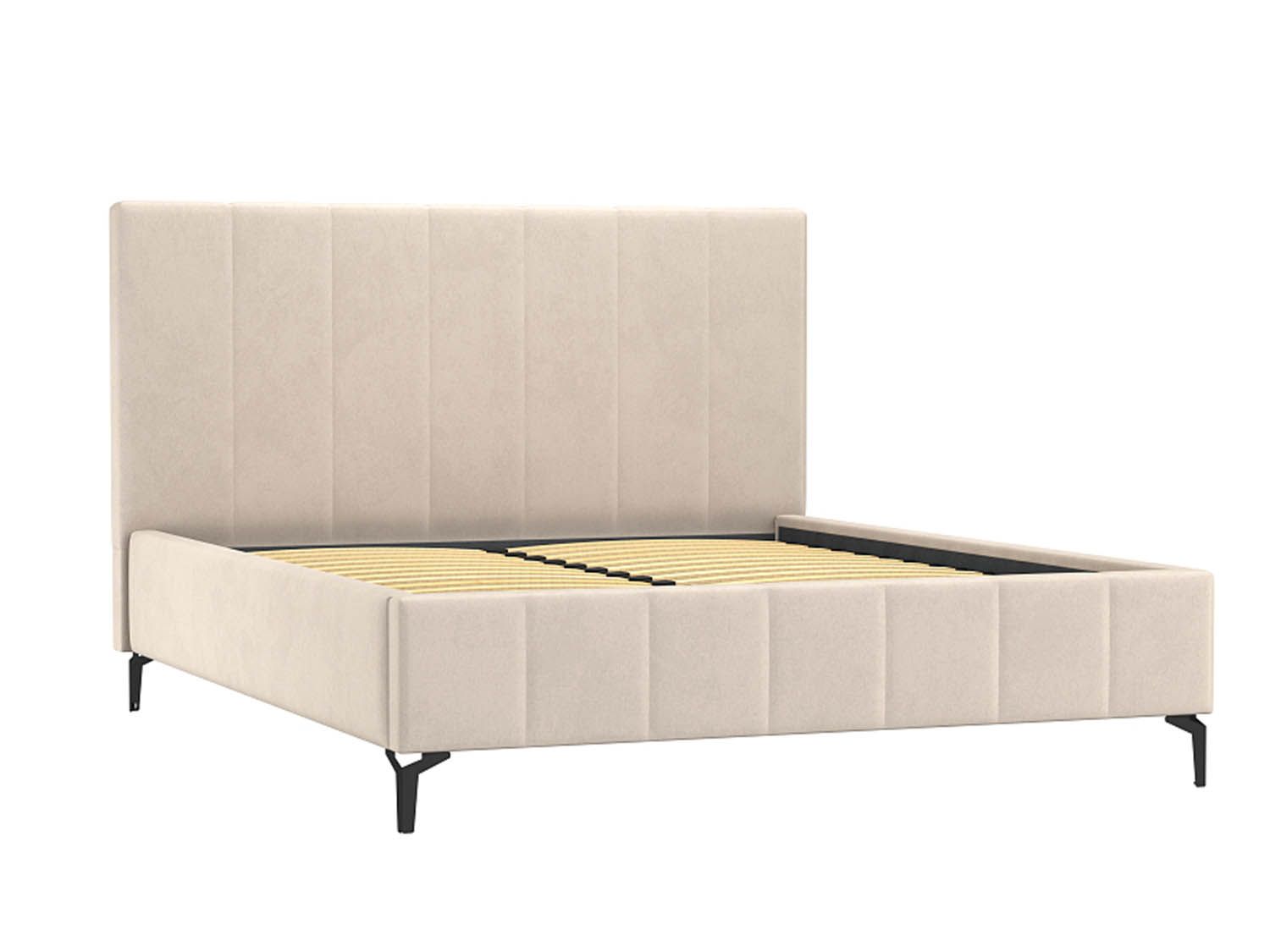 Брэнда кровать 1600 микровелюр слоновая кость