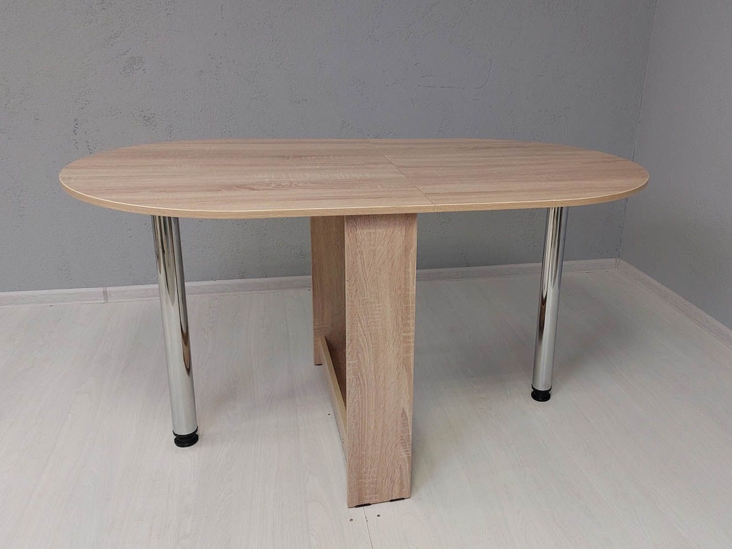 Стол раскладной овальный Хром / Дуб Сонома