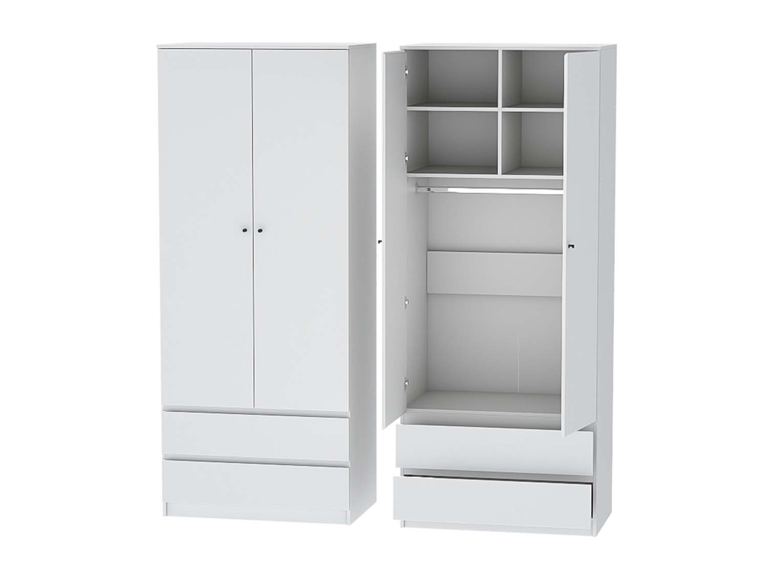 Кэт-1  шкаф 2-х ств. высокий - Белый