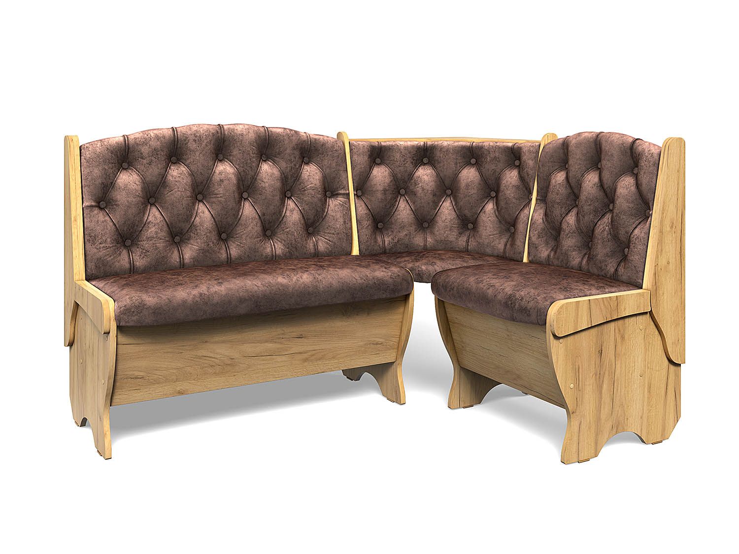 Скамья угловая Орхидея Люкс дуб крафт золотой/велюр коньяк