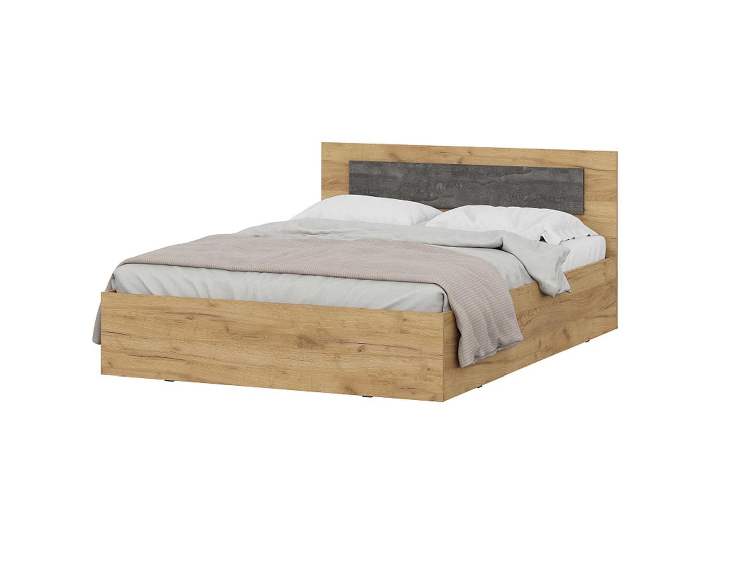 МСП 1 Кровать двойная универсальная 1,6 настил ДСП / Дуб Золотой/Камень темный