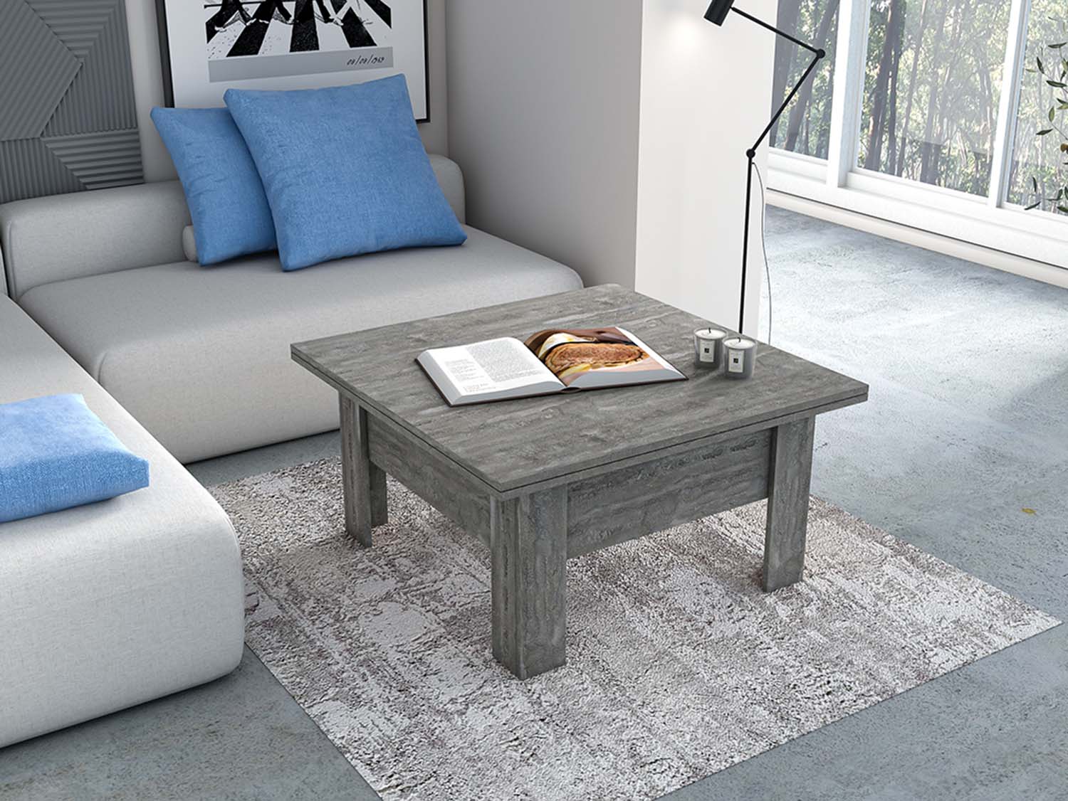 Стол-трансформер - Камень темный