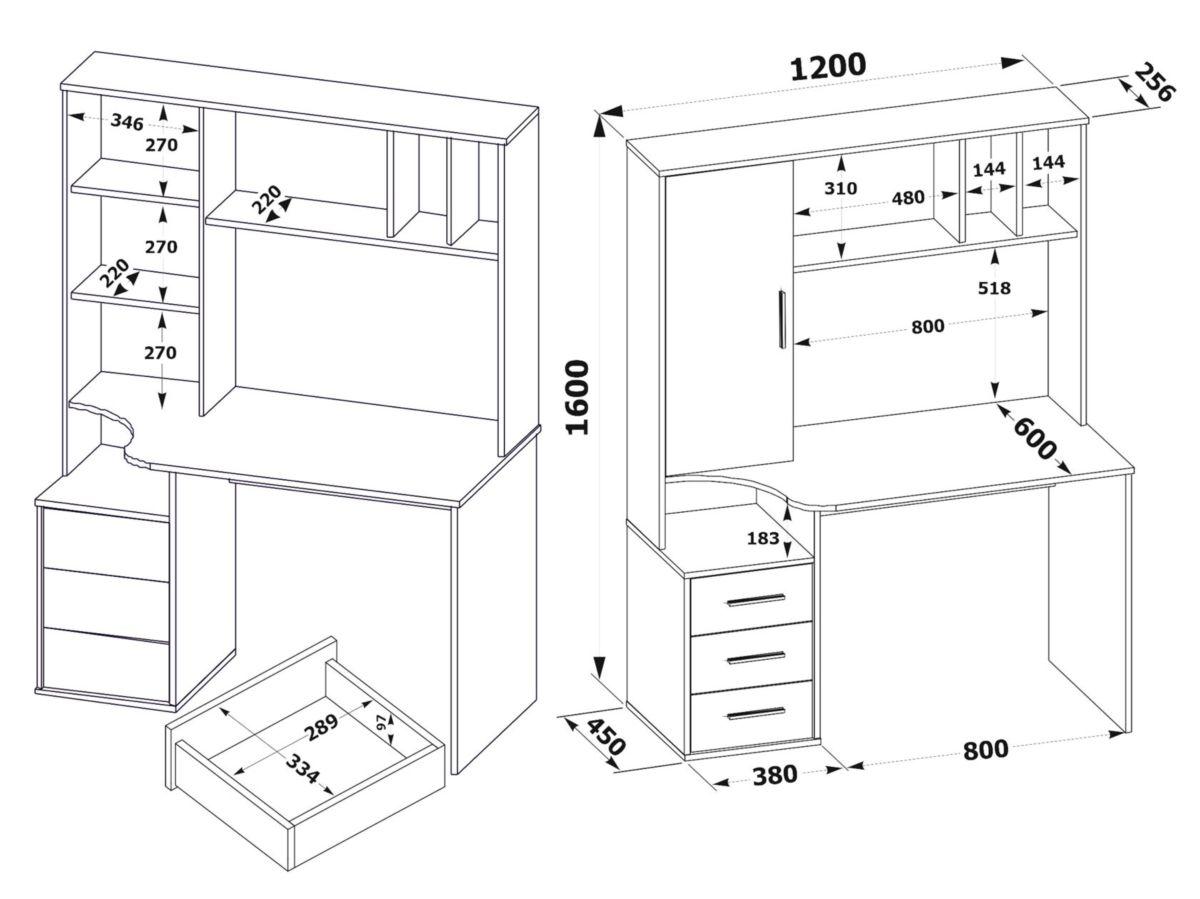 Стол компьютерный КСТ-16 Дуб Венге/Беленый дуб