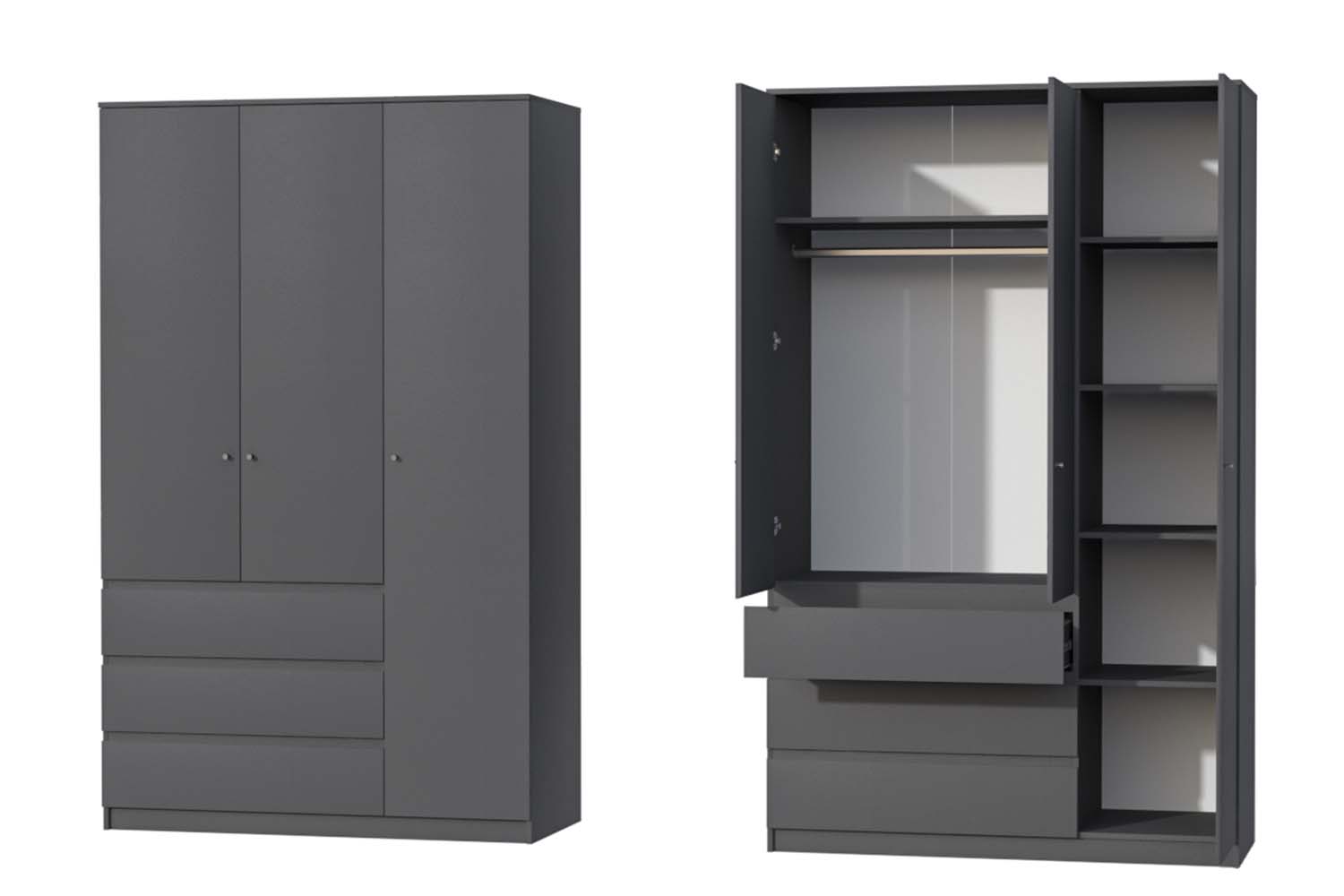 Кэт-1  шкаф 3-х ств. высокий - Графит