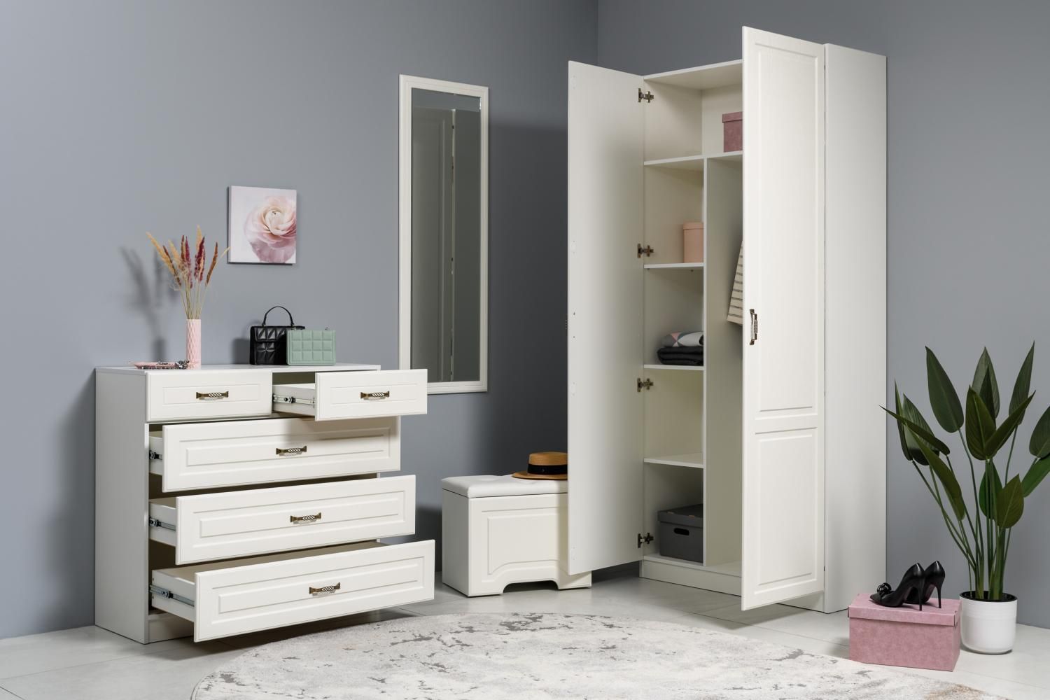 Прихожая Ливерпуль 3 Белый/Ясень ваниль