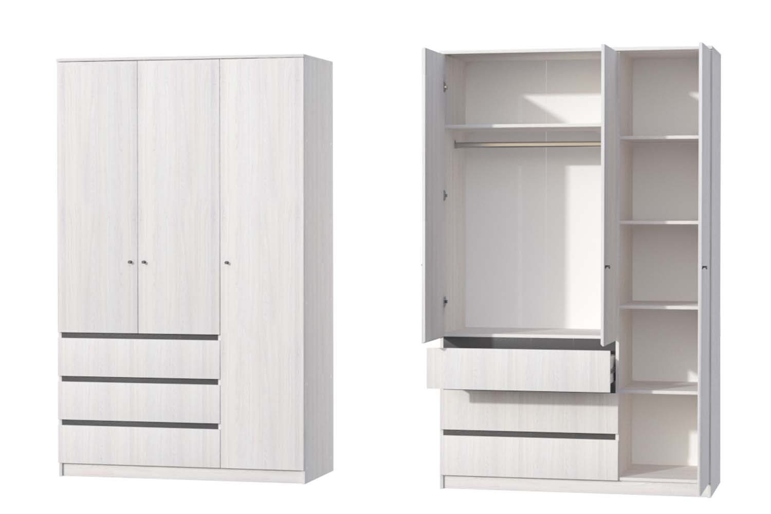 Кэт-1  шкаф 3-х ств. высокий - Ясень Анкор светлый