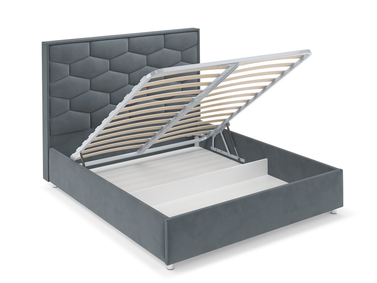 Кровать Рица велюр серо-синий HB-178 26 160