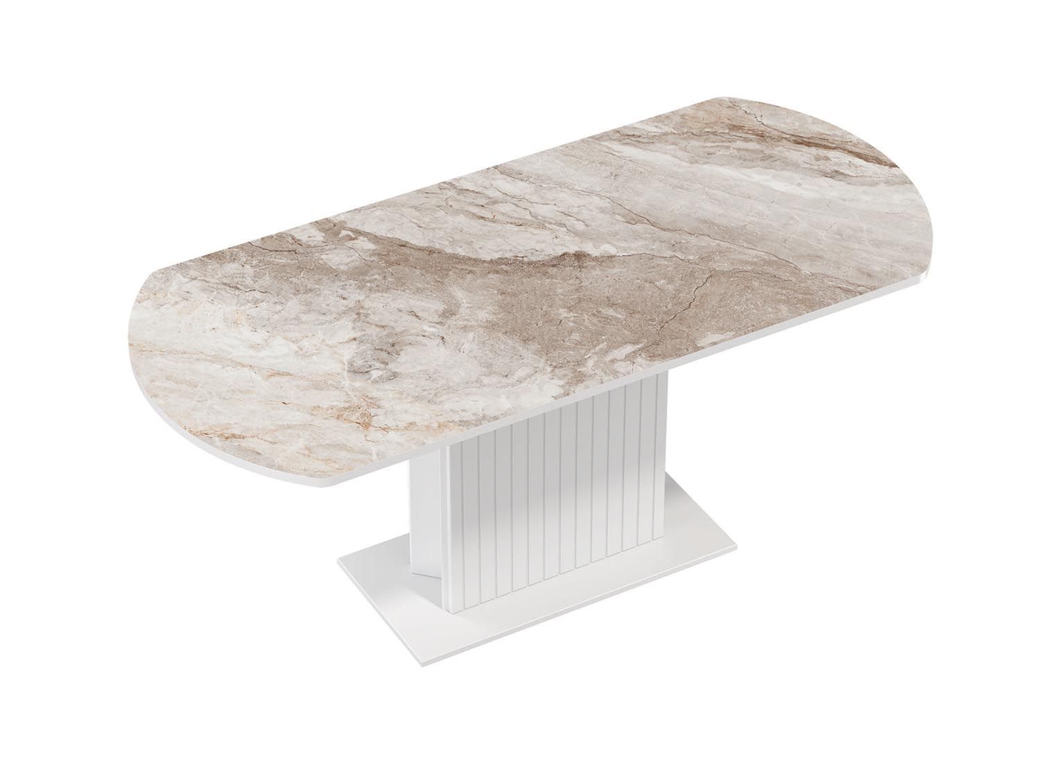 55.09 Адажио стол обеденный / белый/УФ печать бежевый мрамор