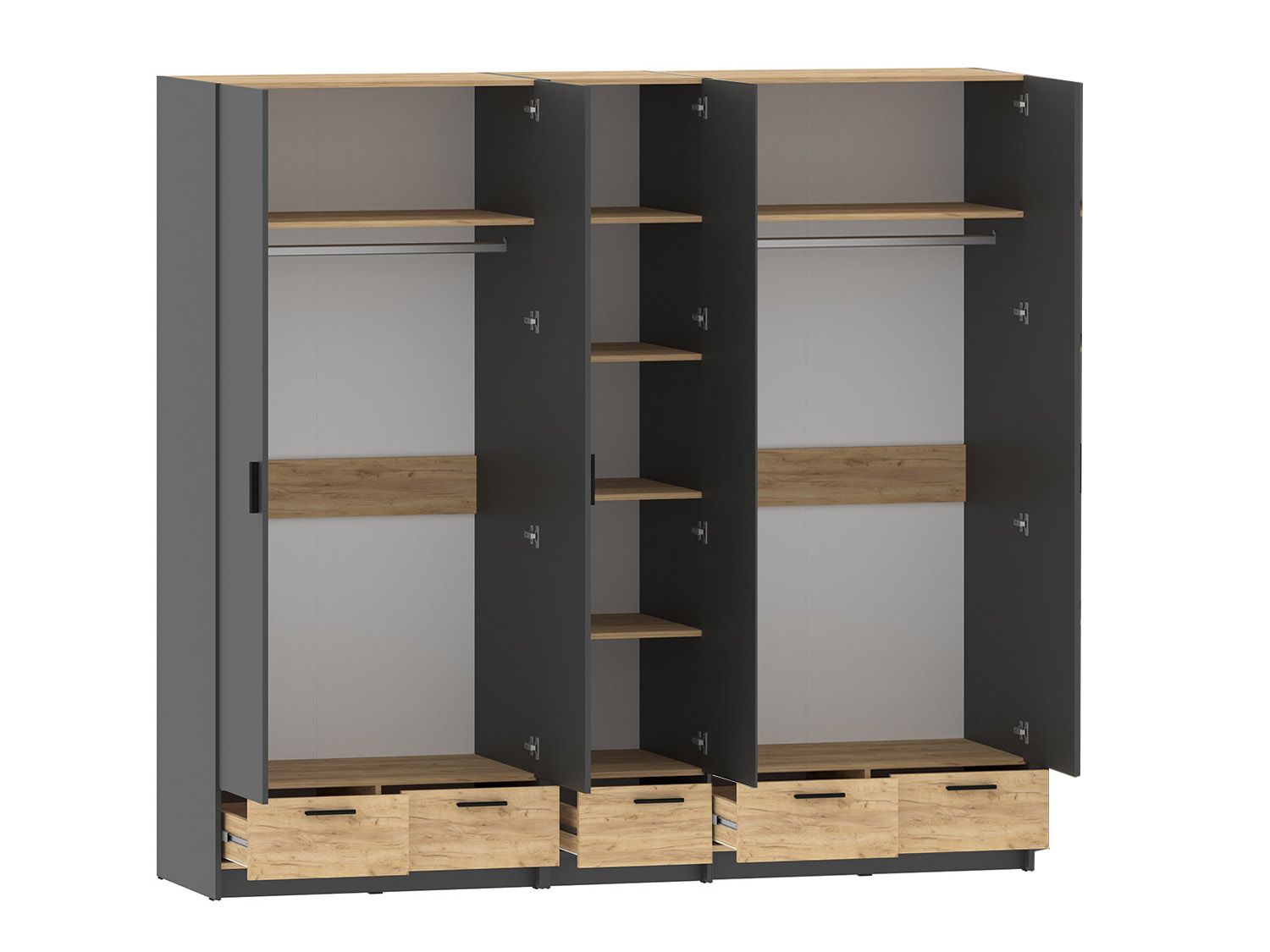 Спальня Оттавия 5 с зеркалами Антрацит / Дуб золотой