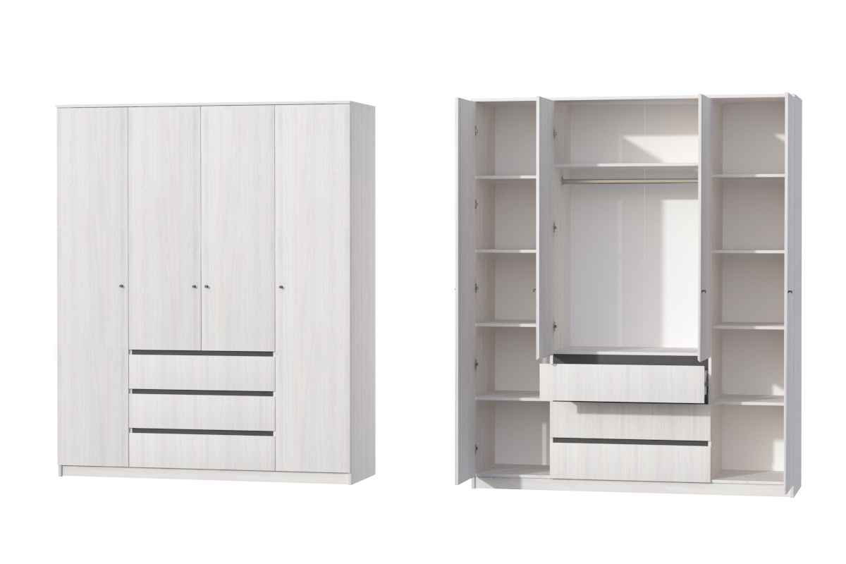 Кэт-1  шкаф 4-х ств. высокий - Ясень Анкор светлый