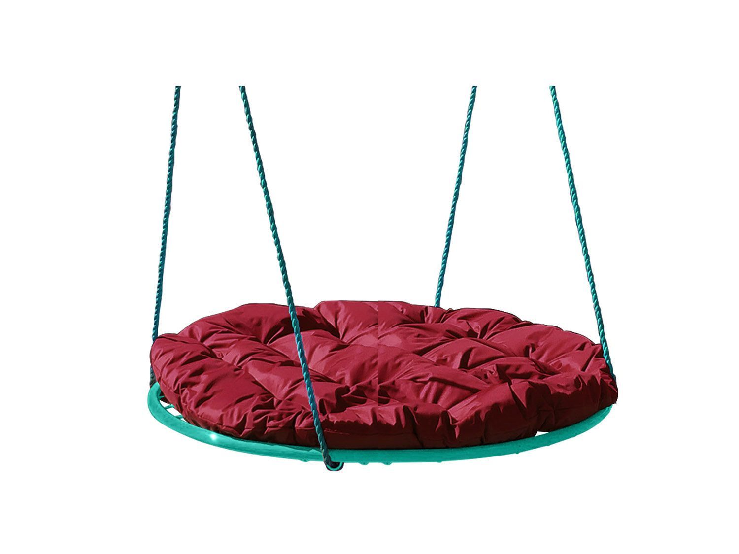 Качели ГНЕЗДО с подушкой 0,8 м, без оплётки зеленое бордовая подушка