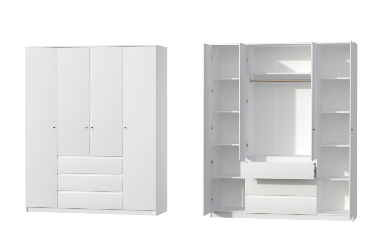 Кэт-1  шкаф 4-х ств. высокий - Белый