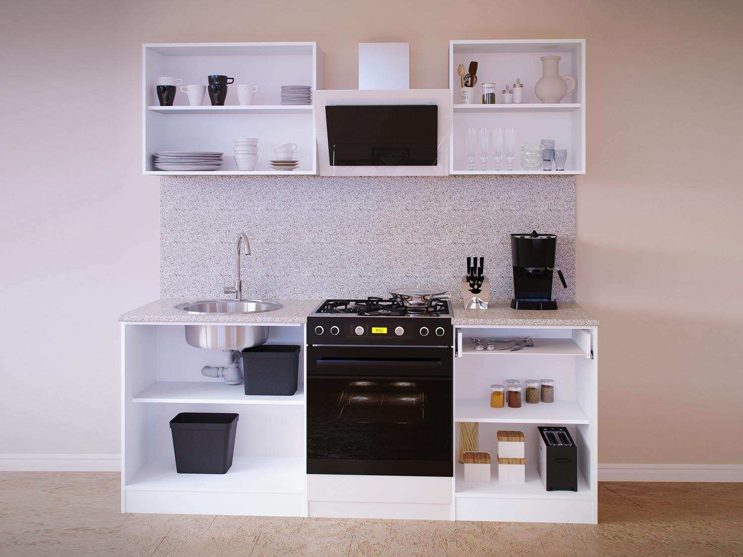 Кухонный гарнитур ПН-08 + ТК-08 + ПН-06 + ТК-06.1 Сокол дуб/белый